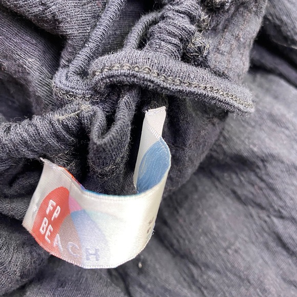 Free People FP Beach Black Open Back Ruffle Mini Dress Sz S Textured Boho Summer - Picture 7 of 9